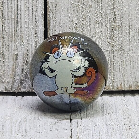 Vintage Pokemon #52 Meowth Marble Holo Mettalic Toy Biz Collectible - Picture 2 of 6